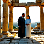 Tourism and Heritage**

"Ancient ruins of Salamis in North Cyprus, bathed in golden sunlight, a fully clothed family explores the site in modest clothing, appropriate attire, safe for work, showcasing the historical tourism of the region, perfect anatomy, correct proportions, natural pose, professional photography, high quality."

**